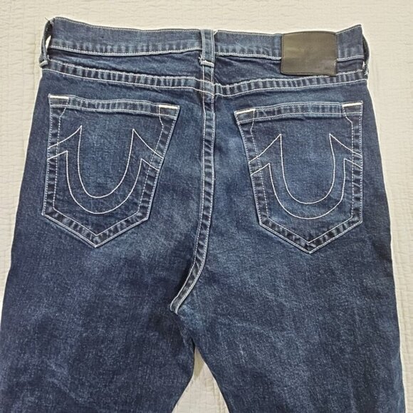 True Religion Marco Jeans Men's 34x28 Color Block Black Blue Tapered Stretch EUC - Picture 10 of 16